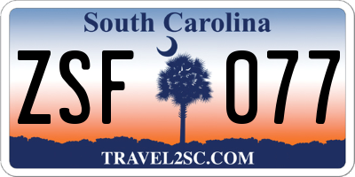 SC license plate ZSF077