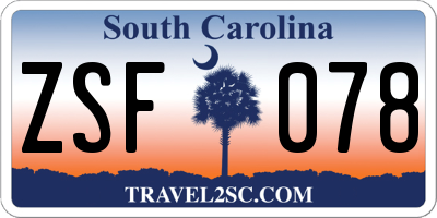 SC license plate ZSF078