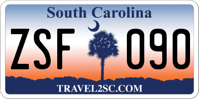 SC license plate ZSF090