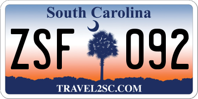 SC license plate ZSF092