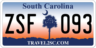 SC license plate ZSF093
