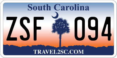 SC license plate ZSF094