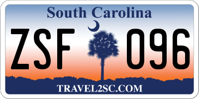 SC license plate ZSF096