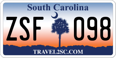 SC license plate ZSF098