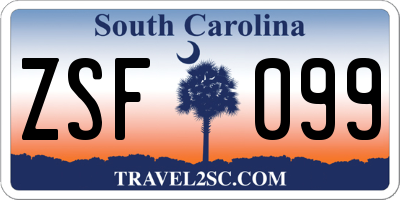 SC license plate ZSF099