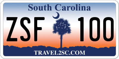 SC license plate ZSF100