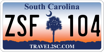 SC license plate ZSF104