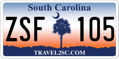 SC license plate ZSF105