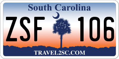 SC license plate ZSF106