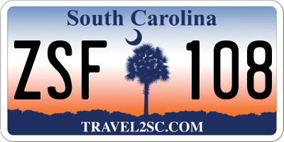 SC license plate ZSF108