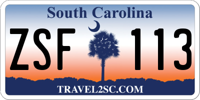 SC license plate ZSF113