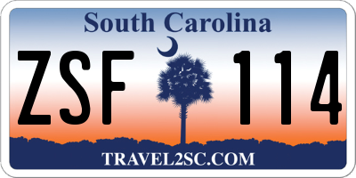 SC license plate ZSF114
