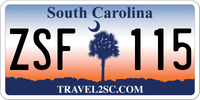 SC license plate ZSF115