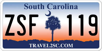 SC license plate ZSF119