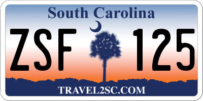 SC license plate ZSF125