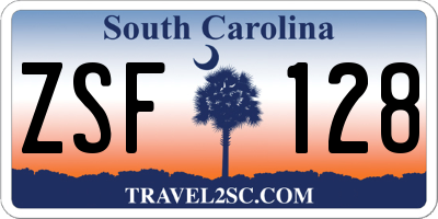 SC license plate ZSF128