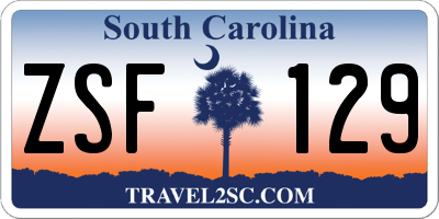 SC license plate ZSF129