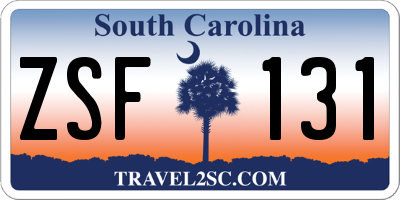 SC license plate ZSF131