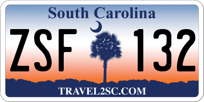 SC license plate ZSF132
