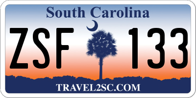 SC license plate ZSF133