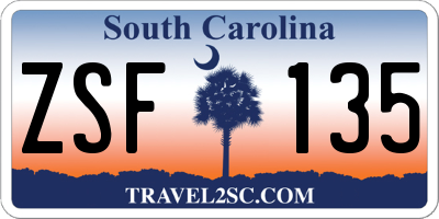 SC license plate ZSF135