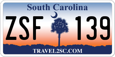 SC license plate ZSF139