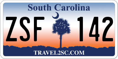 SC license plate ZSF142