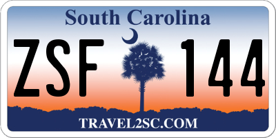 SC license plate ZSF144