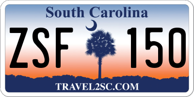 SC license plate ZSF150