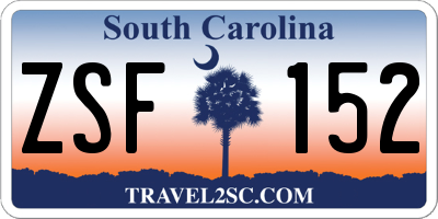 SC license plate ZSF152