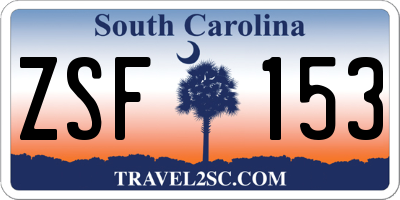 SC license plate ZSF153