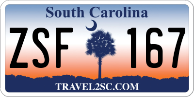 SC license plate ZSF167