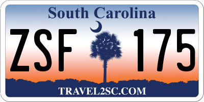 SC license plate ZSF175