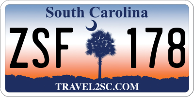 SC license plate ZSF178