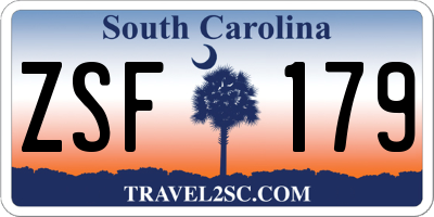 SC license plate ZSF179