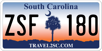 SC license plate ZSF180