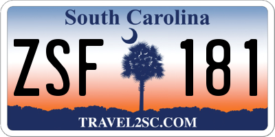 SC license plate ZSF181