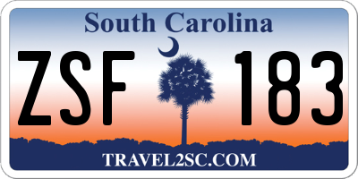 SC license plate ZSF183