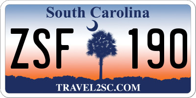SC license plate ZSF190