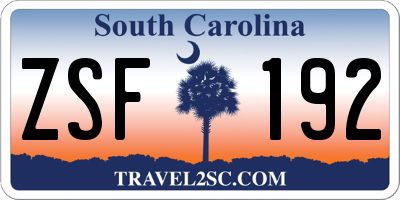 SC license plate ZSF192
