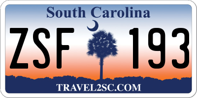 SC license plate ZSF193