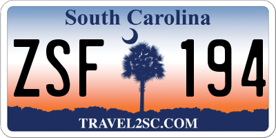 SC license plate ZSF194