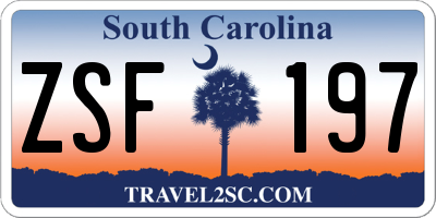 SC license plate ZSF197