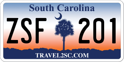 SC license plate ZSF201