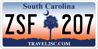 SC license plate ZSF207