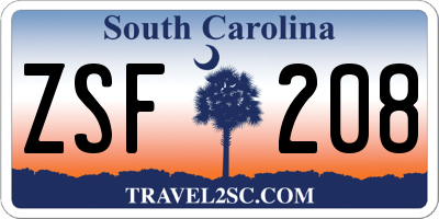 SC license plate ZSF208