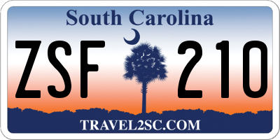 SC license plate ZSF210