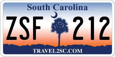 SC license plate ZSF212