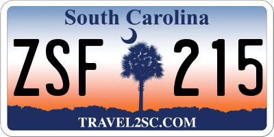 SC license plate ZSF215
