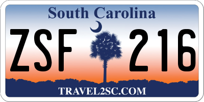SC license plate ZSF216